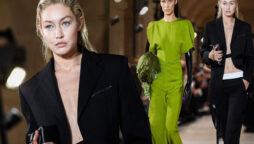 Gigi and Bella Hadid joined by Harper Beckham at Fashion Week