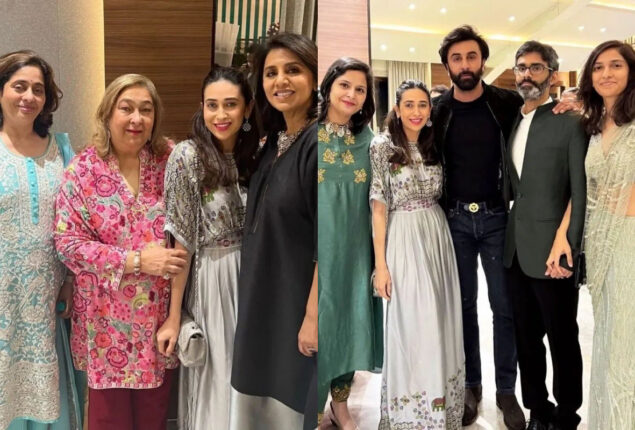Neetu Kapoor with Karisma and Ranbir at family party
