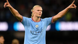 Erling Haaland receives a friendly warning from Robert