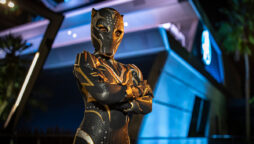 New Black Panther visits the Avengers campus at Disneyland