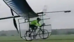 Man tries to fly plane on bicycle: viral video