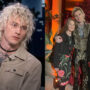Machine Gun Kelly attends the Kardashian party in a leopard print dress