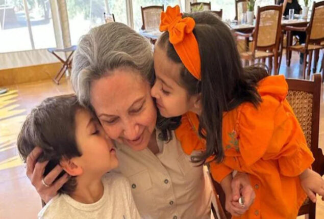 Sharmila Tagore gets kisses from her grandchildren on her birthday
