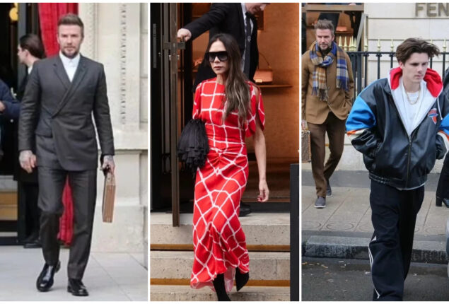 David and Victoria Beckham visit the Fendi store in Paris