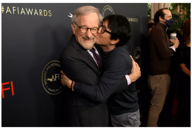 Steven Spielberg and Ke Huy Quan reconnect on red carpet