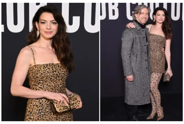 Anne Hathaway makes bold leopard statement at  PFW