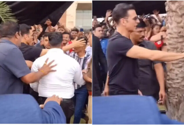 Akshay Kumar hugs fan who jumped the barricade to greet him
