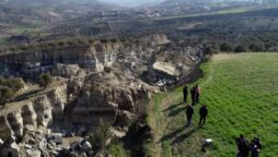 Earthquake caused deep gap in middle of Turkish olive grove