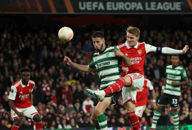 Sporting beat Arsenal in shootout to go to Europa League’s final 8
