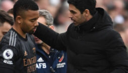 Mikel Arteta and Gabriel Jesus