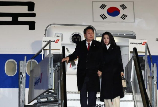 South Korea’s leader lands in Japan for first visit in 12 years