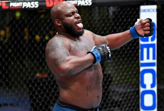 Derrick Lewis celebrates in unusual way after victory by TKO at UFC 291