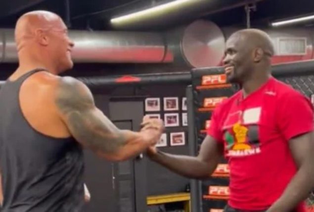 Rock Meets UFC Fighter Themba Gorimbo in Touching Moment