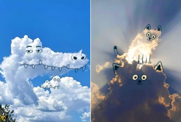 Artist Turns Clouds Into Cartoon Characters, Internet Delighted