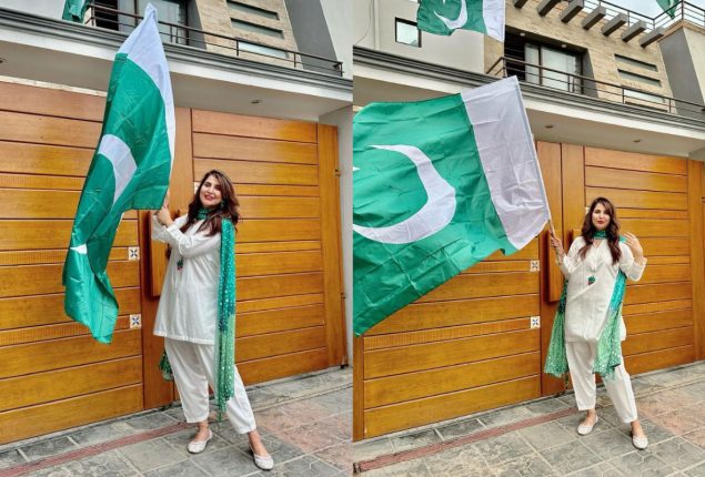 Areeba Habib Embracing Independence Day with the National Flag