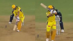 WATCH: MS Dhoni plays iconic helicopter shot against Rashid Khan